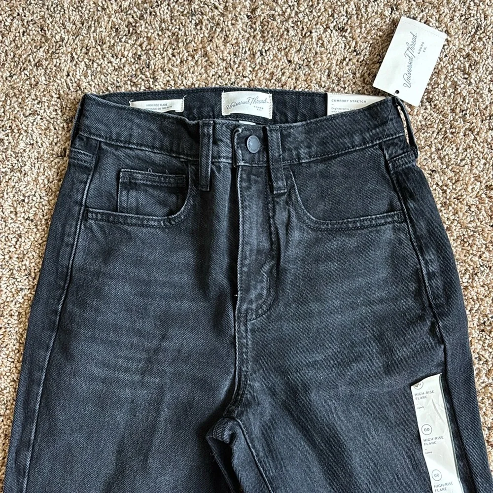 Universal Thread High Rise Black Flare Cotton Jeans Size 00 Long